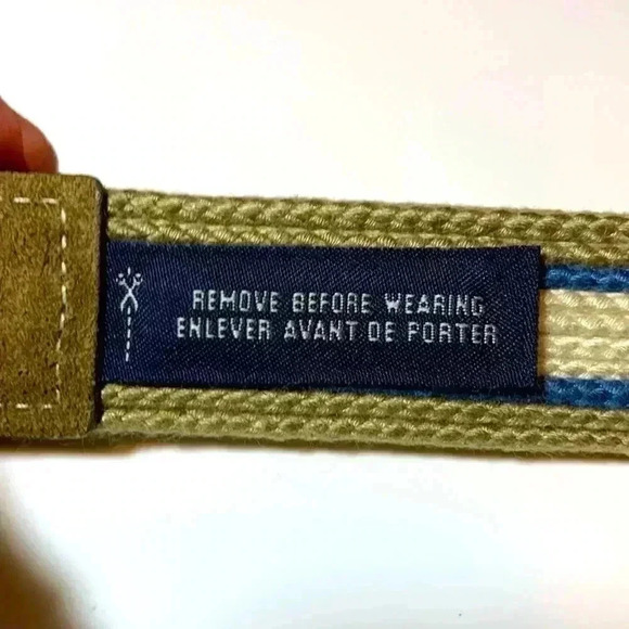 NWOT Multicolor Striped Canvas Belt w Leather Accents and Silver Buckle - Picture 3 of 10